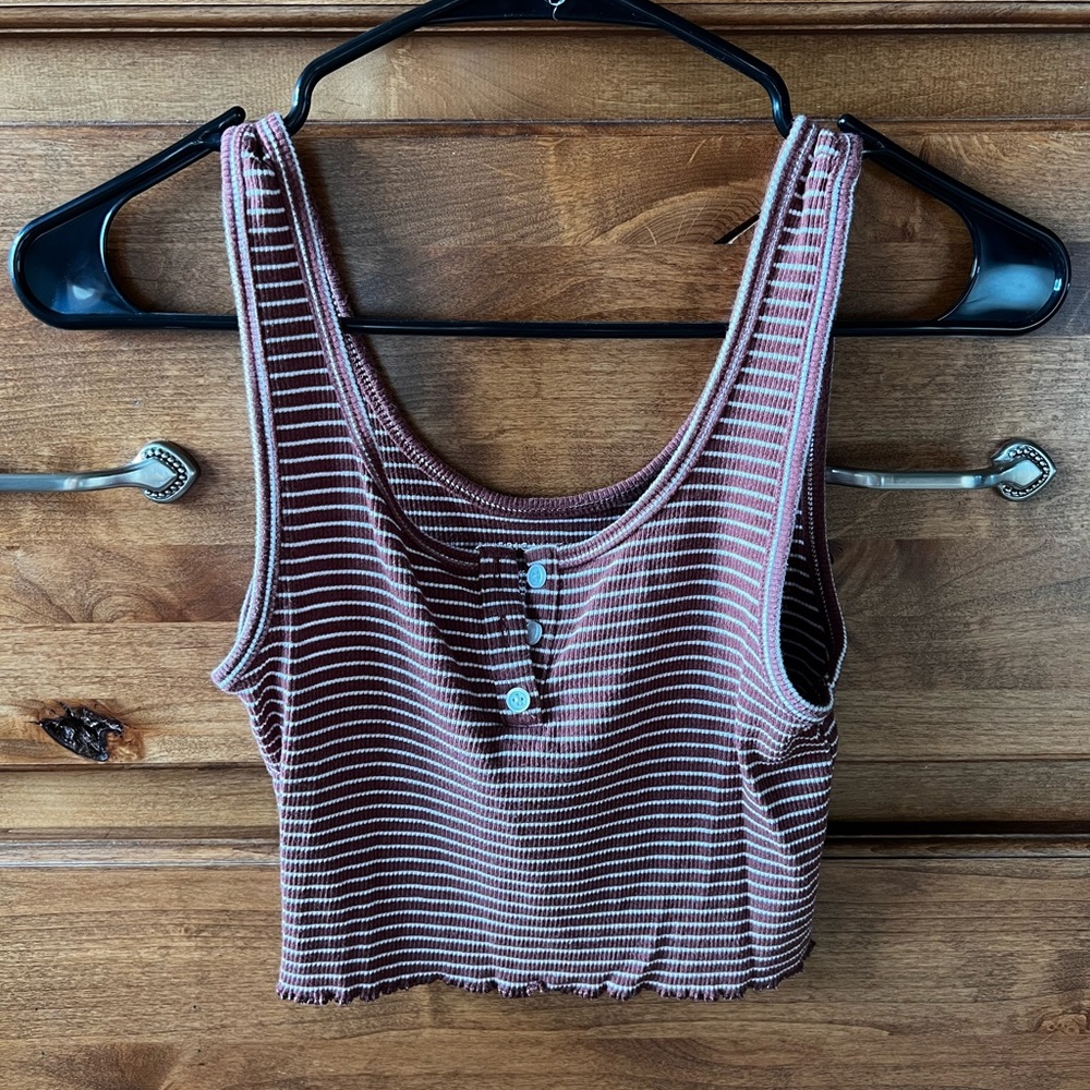 Button-up, striped crop